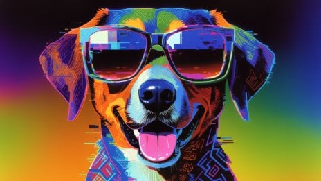 Neon Pop Art Dog with Sunglasses - pop art neón Wallpaper