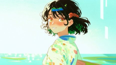 Chica anime en paisaje acuático veraniego - Aesthetic Fondo de pantalla