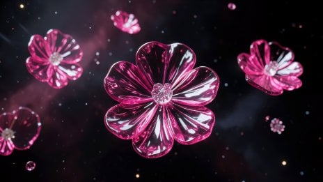 Arte floral de vidrio rosa aesthetic Fondo de pantalla
