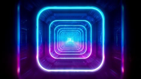 Infinite sci-fi portal with neon lights Wallpaper