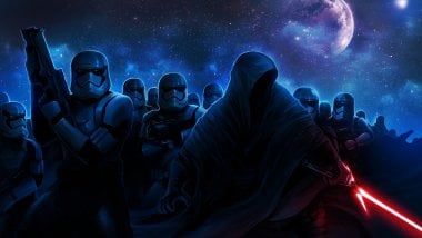 Stormtroopers y Darth Vader Fondo de pantalla
