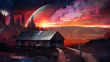 A house on a distant planet Wallpaper