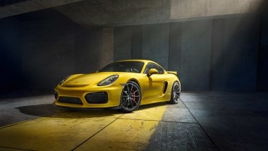 Porsche Cayman GT4 amarillo Fondo de pantalla