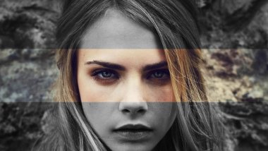 Cara Delevingne in black and white and in color Wallpaper