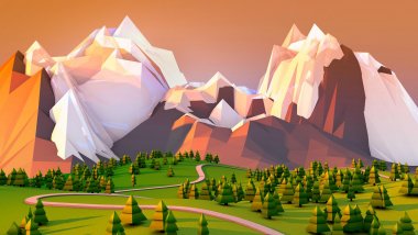 3D polygonal landscape Wallpaper