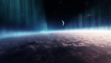 Universe - Space with clouds Wallpaper