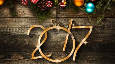 Happy New Year 2017 with Christmas decorations Wallpaper