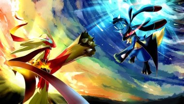 Lucario vs Blaziken Pokémon Fondo de pantalla