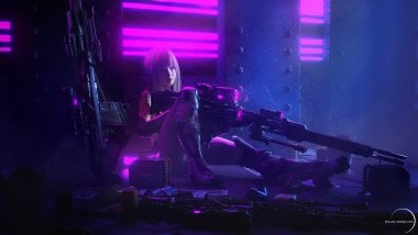 Cyberpunk Chica francotirador Fondo de pantalla