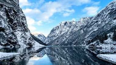 Norway river between mountains Wallpaper