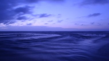 Ocean at purple nightfall Wallpaper
