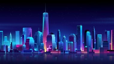 Night city in neon art Wallpaper