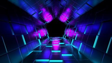 Pentagon tunnel with neón lights Wallpaper
