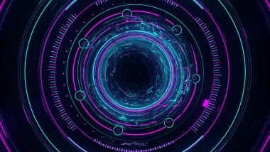 Neon interstellar digital artwork Wallpaper