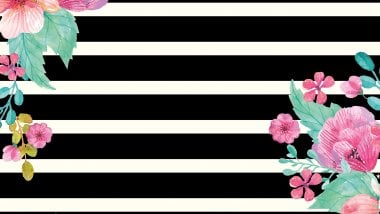 Kiut Flores en lineas blancas y negras Fondo de pantalla