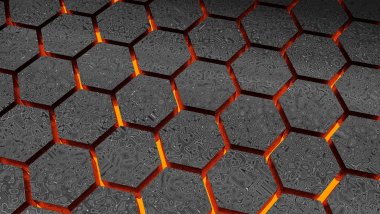 Pattern 3D hexagons on lava Wallpaper
