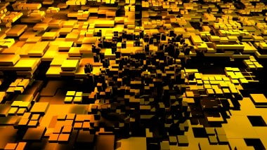 Cubos abstractos dorados 3D Fondo de pantalla