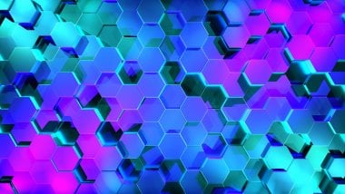 Hexagons 3D with neon lighting Wallpaper