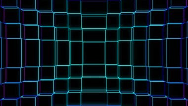 3D Blue geometric grid Wallpaper