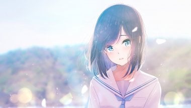 Anime girl student in uniform Wallpaper