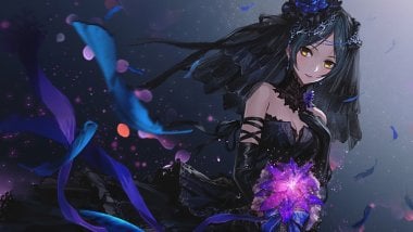 Anime girl with black dress Wallpaper