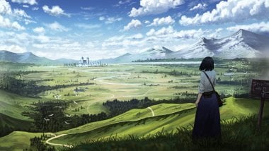 Anime girl in landscape Wallpaper