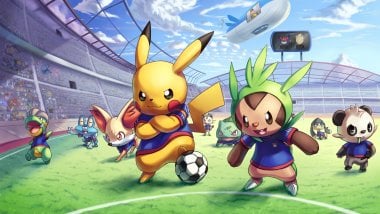 Charachters from Pokemon playing soccer Wallpaper