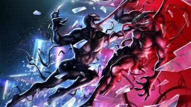 Ilustración de Venom contra Riot Fondo de pantalla