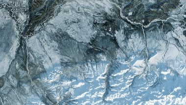 Textura de vista aera del hielo de un glaciar Fondo de pantalla