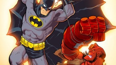 Batman peleando con Hellboy Fondo de pantalla