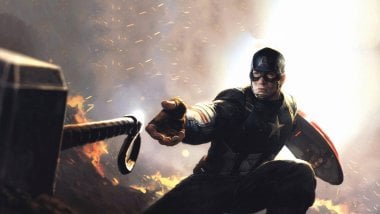 Capitan America con martillo de Thor Fondo de pantalla