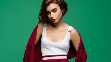 Lilly Collins short hair Wallpaper