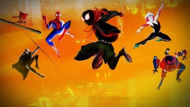 Spiderman from Spiderverse jumping Wallpaper