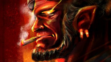 Hellboy with cigar Wallpaper