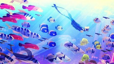 Fish underwater in digital art Wallpaper