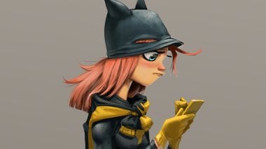 Batgirl usando celular Fondo de pantalla