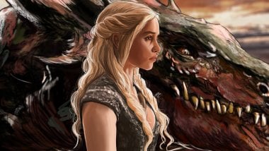 Daenerys Targaryen con dragón Fanart Fondo de pantalla