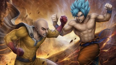 Saitama contra Goku Fondo de pantalla