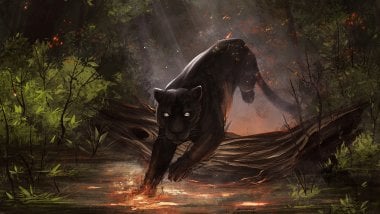 Ilustración Jaguar Negro Fondo de pantalla
