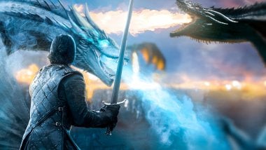 Jon Snow con dragón de Juego de Tronos Fondo de pantalla
