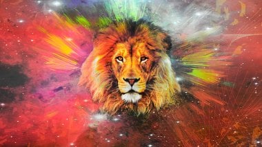 Lion in Galaxy Wallpaper