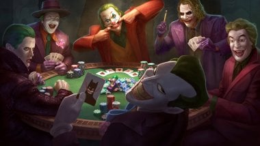 Jokers playing poker Wallpaper
