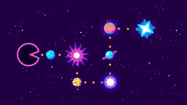 Pacman eating planets Wallpaper
