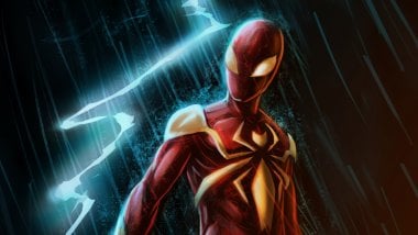 Red Gold Spiderman suit Wallpaper