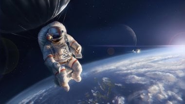 Astronaut up the earth Wallpaper