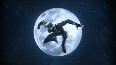 Spiderman black suit in the moon Wallpaper