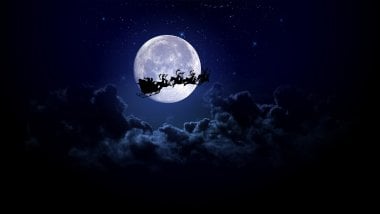Santa on the Moon Wallpaper