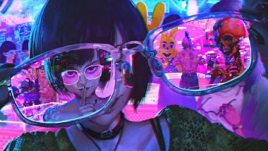 Cyberpunk girl thrugh glasses Wallpaper