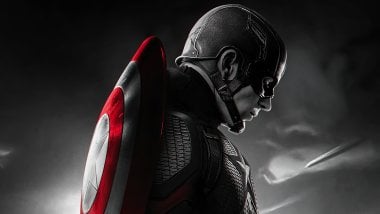 Captain America in grey scale and red Wallpaper