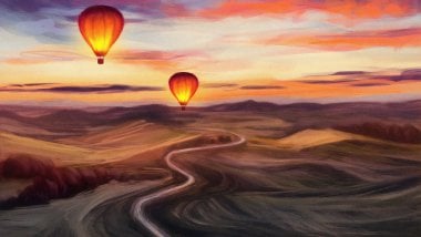 Painting of hot air balloons Wallpaper